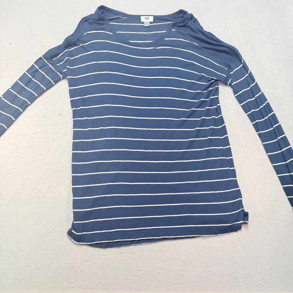Old Navy Women's Striped‎ Long Sleeve Top Blue White Size S